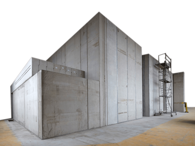 Ein Betonwerk mit Strahlenschutz-Elementen